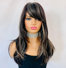 Load image into Gallery viewer, “Nena” - “Put On &amp; Go” Salt &amp; Pepper Color Premium Synthetic Fiber Wig with Bangs for Daily Wear/Events…