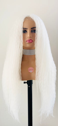 “Bambi” - Long 28” White or Pink Premium Fiber Lace Front Wig for Drag/Cosplay/Events