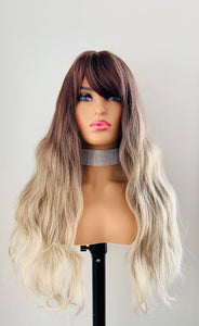 “Coco” - 20”-24” Long Wavy Synthetic Wig with Bangs