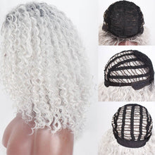 Load image into Gallery viewer, &quot;Graycee&quot; - “Put On &amp; Go” Ombre Pearl Grey Premium Synthetic 16” Curly Wig